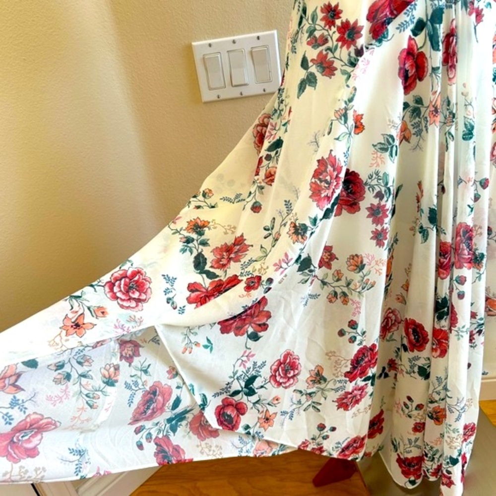Maje Rachelle Asymmetric Floral Print on Off White size 3 or Small Slit Front - Picture 7 of 13